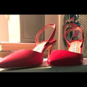 Red Manila Blahnik slingback pumps